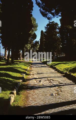 Stone Path Rome original stone pavement of roman road via appia antica near city of ...