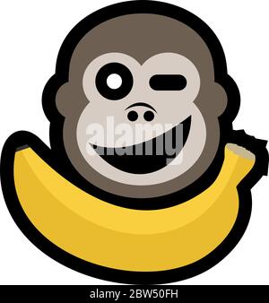 Monkey and banana Stock Vector