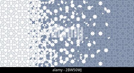 Arabian wallpaper, background, backdrop. Mosaic vector pattern. Geometric arabesque halftone arabian background with disintegration Stock Vector