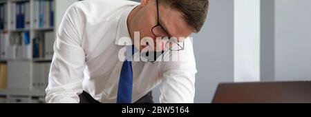 Businessman working on laptop Stock Photo