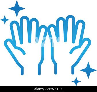 personal hand hygiene, hands palms, disease prevention and health care gradient style icon vector illustration Stock Vector
