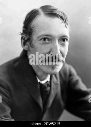 Robert Louis Stevenson. Portrait of the Scottish novelist, Robert Louis Stevenson (1850-1894), by Henry Walter Barnett , 1893 Stock Photo