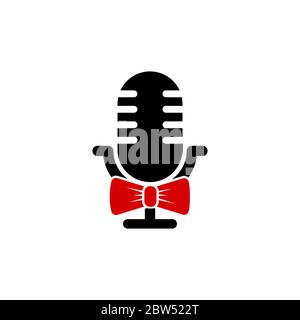 microphone bowtie vector design template illustration Stock Vector