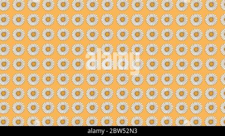 Vector pattern of daisies flowers yellow background Stock Vector