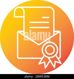 certificate email online education and development elearning gradient style icon vector illustration Stock Vector