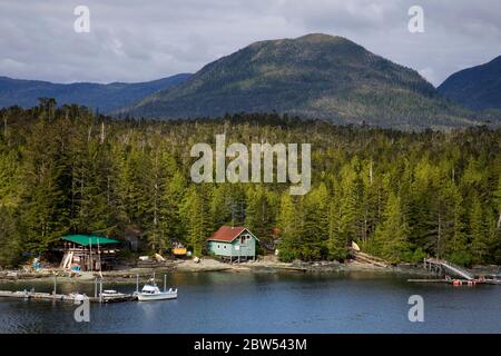 Houses on the Tongass Narrows near Ketchikan, Southeast Alaska, USA Stock Photo