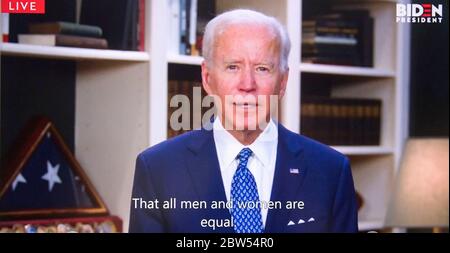 Wilmington, Delaware, USA. 29th May, 2020. A screen grab of Vice President JOE BIDEN reacting to the death of GEORGE FLOYD while in police custody in Minneapolis. Credit: Brian Cahn/ZUMA Wire/Alamy Live News Stock Photo