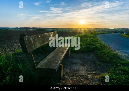Sunset over the village of Leiblfing in Lower Bavaria Germany Stock Photo