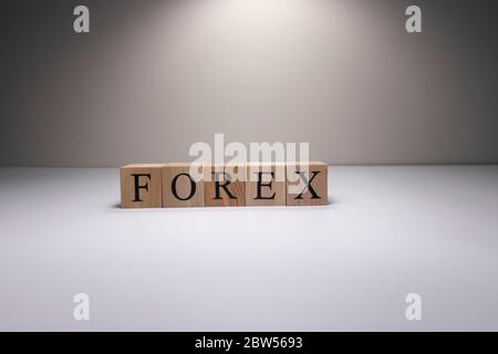 Business concept with forex text on wooden cubes. close up. Stock Photo