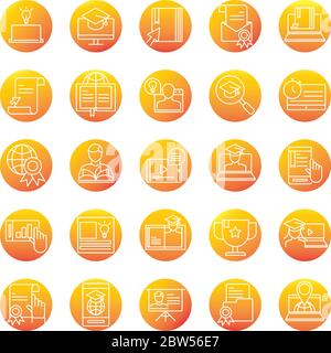 elearning online education and development class set gradient style icon vector illustration Stock Vector