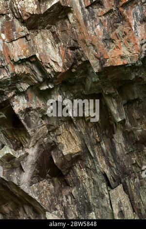 A quarried rock face of slate in Tilberthwaite, Cumbria, UK Stock Photo