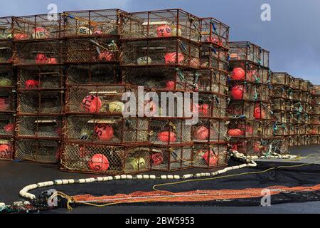Crab Pots on Pier 2, Kodiak, Alaska, USA Stock Photo