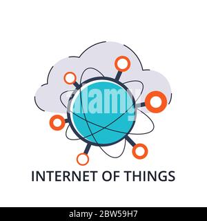 Concept of internet of things in flat line design. Modern vector illustration for web and app design, marketing and print material Stock Vector