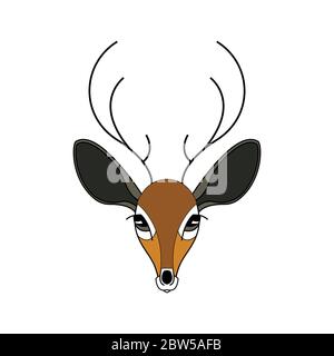 The face of a doe. Cartoon style. Color drawing. Stock Vector