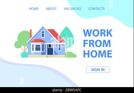 Work from home. Landing page. Stock Vector