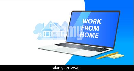 Horizontal banner on the theme of remote work. Stock Vector