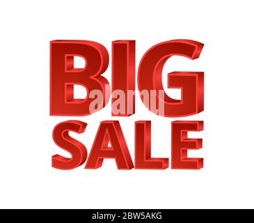 stock vector illustration big sale red volume fonts Stock Vector