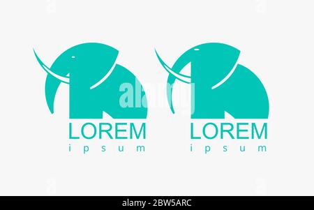 Flat sign symbol logotype green elephant Stock Vector