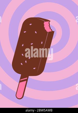 Popsicle ice cream icon in pop art style. Stock Vector