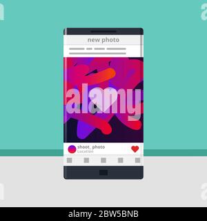 View photos on the smartphone Stock Vector