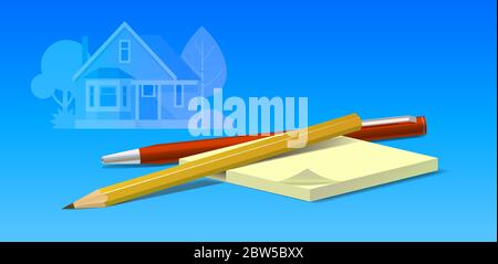 Horizontal banner on the topic of household chores. Realistic style. Stock Vector