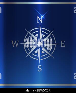 Wind rose, vector silver logo Stock Vector