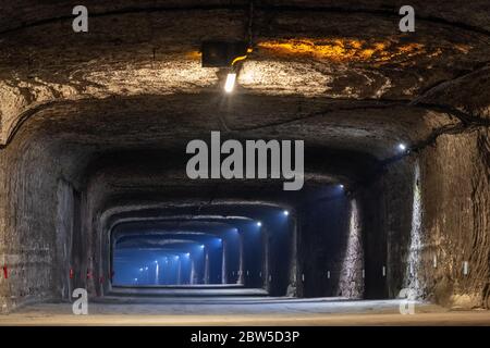 Futuristic underground tunnels of a famous Cricova winery in Moldova Stock Photo