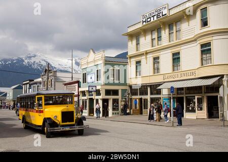 Alaska Skagway Street Car, Skagway, Southeast Alaska, USA Stock Photo