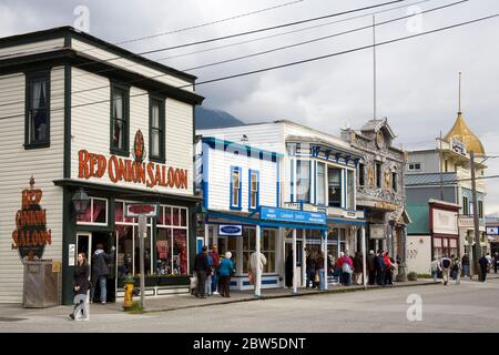 Red Onion Saloon on Broadway Street, Skagway, Southeast Alaska, USA Stock Photo