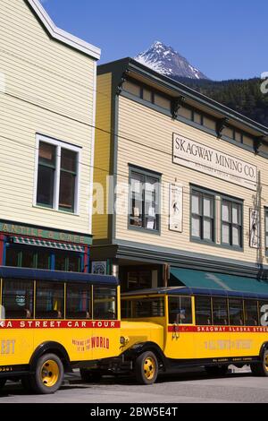 Skagway Alaska Street Car, Skagway, Southeast Alaska, USA Stock Photo