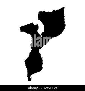 Vector map Mozambique. Isolated vector Illustration. Black on White background. EPS 10 Illustration. Stock Vector