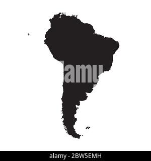 Vector map South America. Isolated vector Illustration. Black on White background. EPS 10 Illustration. Stock Vector