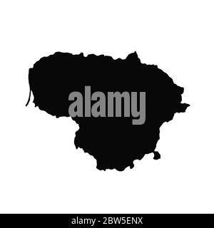 Vector map Lithuania. Isolated vector Illustration. Black on White background. EPS 10 Illustration. Stock Vector