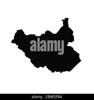 Vector map South Sudan. Isolated vector Illustration. Black on White background. EPS 10 Illustration. Stock Vector