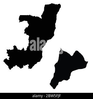 Vector map Republic of the Congo and Brazzaville. Country and capital. Isolated vector Illustration. Black on White background. EPS 10 Illustration. Stock Vector