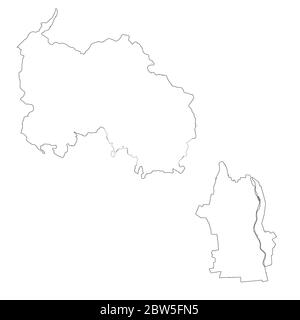 Vector map South Ossetia and Tskhinval. Country and capital. Isolated vector Illustration. Outline. EPS 10 Illustration. Stock Vector