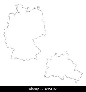 Vector map Germany and Berlin. Country and capital. Isolated vector Illustration. Outline. EPS 10 Illustration. Stock Vector