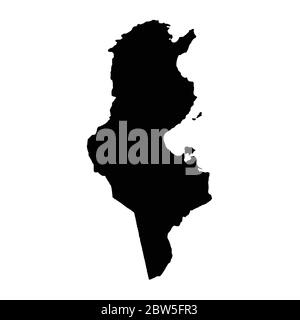 Vector map Tunisia. Country and capital. Isolated vector Illustration. Black on White background. EPS 10 Illustration. Stock Vector