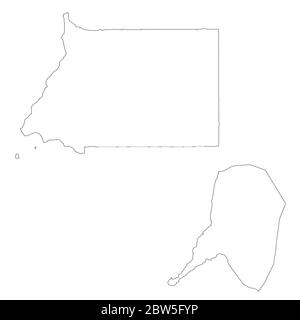 Vector map Guinea and Conakry. Country and capital. Isolated vector Illustration. Outline. EPS 10 Illustration. Stock Vector