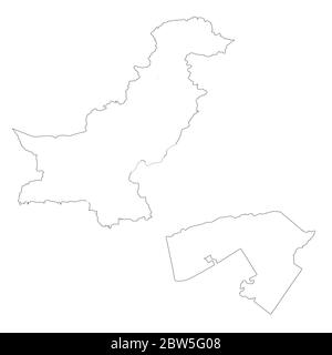 Vector map Pakistan and Islamabad. Country and capital. Isolated vector Illustration. Outline. EPS 10 Illustration. Stock Vector