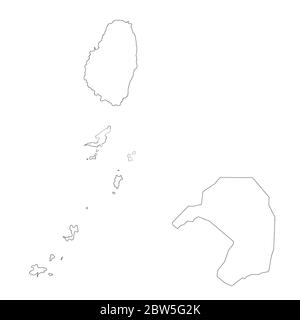 Vector map Saint Vincent and the Grenadines and Kingstown. Country and capital. Isolated vector Illustration. Outline. EPS 10 Illustration. Stock Vector