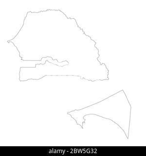 Vector map Senegal and Dakar. Country and capital. Isolated vector Illustration. Outline. EPS 10 Illustration. Stock Vector