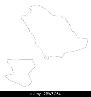 Vector map Saudi Arabia and Er Riad. Country and capital. Isolated vector Illustration. Outline. EPS 10 Illustration. Stock Vector