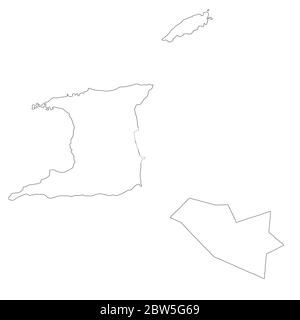 Vector map Trinidad and Tobago and Port of Spain. Country and capital. Isolated vector Illustration. Outline. EPS 10 Illustration. Stock Vector
