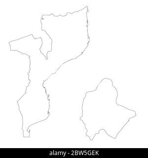 Vector map Mozambique and Maputo. Country and capital. Isolated vector Illustration. Outline. EPS 10 Illustration. Stock Vector