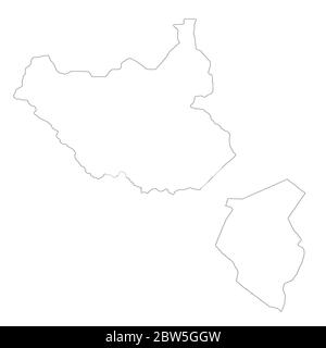 Vector map South Sudan and Juba. Country and capital. Isolated vector Illustration. Outline. EPS 10 Illustration. Stock Vector