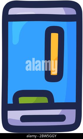 Mobile game on the phone. Hand-drawn mobile phone icon on which the game in doodle style is launched. Vector graphics. Vector illustration Stock Vector