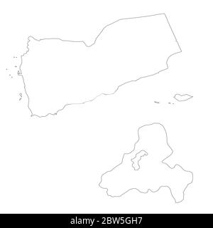 Vector map Yemen and Sana'a. Country and capital. Isolated vector Illustration. Outline. EPS 10 Illustration. Stock Vector