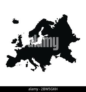Vector map Europe. Isolated vector Illustration. Black on White background. EPS 10 Illustration. Stock Vector