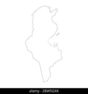 Vector map Tunisia. Country and capital. Isolated vector Illustration. Outline. EPS 10 Illustration. Stock Vector